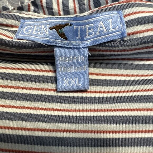 Genteal Performance Polo Shirt Golf Mens Size XXL 2XL Striped Blue Red Stretch‎ - Picture 4 of 8